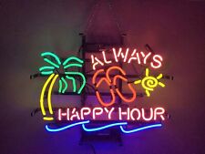 Always Happy Hour Palm Tree Beach Neon Light Sign Lamp Bar Show Room 24