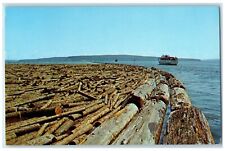 1972 Log Raft As Seen Along The Lake Superior Circle Route Hurley WI Postcard picture