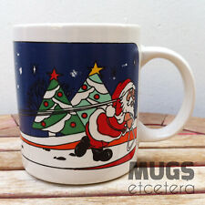 Vintage Christmas Holiday Santa Pulling Reindeer in Sleigh Mug Novelty Humor picture