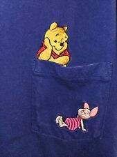 Vintage Disney Winnie And Piglet Purple Embroidered Graphic Short Sleeve Tshirt  picture
