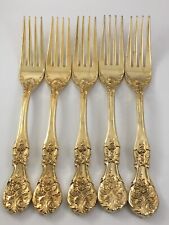 FB Rogers Golden French Rose Pattern 5 Dinner Forks Gold Electroplate Flatware picture