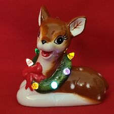 Reindeer Lighted Wreath Ornament Tabletop Figurine Christmas Decor picture