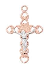 Rose Gold Tone Sterling Silver Crucifix Size 0.875in Features 18in Long Chain picture