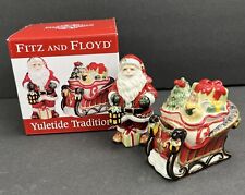 Fitz and Floyd Christmas Santa Reindeer Salt Pepper Shakers Yuletide Traditions picture