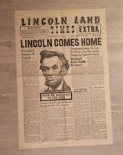 Lincoln Land Times Abe Lincoln's Assassination Reproduction Newspaper picture