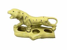 Vintage Mid Century Modern Chartreuse Yellow Green Panther Tiger Planter Rare picture
