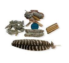 Natural Smudge Kit - Shell + Stand + Sages x2 + Palo + Feather (5 Kits) #JC-229 picture