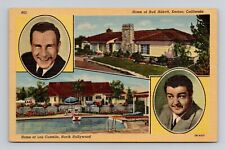 Postcard Abbott & Costello House Encino & Hollywood California, Vintage Linen G6 picture