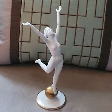 VTG HUTCHENREUTHER Art Deco Nude On Gold Sphere Ball 