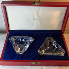 Set of Two Spectacular MCM Cartier Crystal Ash Trays in Original Box Unused picture