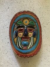 Vintage Mexican Folk Art Mask, Handmade, Clay, Brightly Painted picture