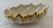 Veg  Lenox Bowl Acanthus Leaf Creamy Ivory 24K Gold Gilded Trim  Candy Dish USA picture