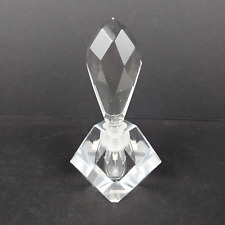 Vintage Hand Cut Art Deco Beveled Glass Crystal Perfume Bottle 5