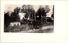 RPPC Postcard Hauling Milk Cans by Horse Drawn Buckboard Wagon c.1904-1920 12323 picture