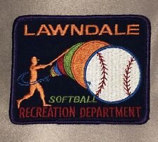 Lawndale Softball Recreation Department Patch - 4 inches x 3 1/4 inches vintage  picture