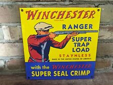 OLD VINTAGE WINCHESTER RANGER TRAP LOAD PORCELAIN SIGN GUN AMMO 10
