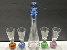 Elements Vintage Glass 5 Pc. Cordial Set Multicolor Bubble Base - New In Box picture