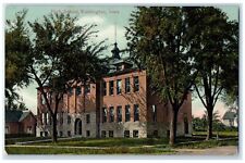 c1910 High School Exterior Building Washington Iowa IA Vintage Antique Postcard picture