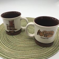 Lot of 2 Cracker Barrel Mugs. Old Country Store Coffee Cup Logo Rocking Chair picture