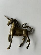 Vintage Brass Prancing Unicorn Sculpture Standing Made In Korea picture