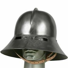 Antique 18ga Steel Medieval Knight Kettle hat Helmet with eye slots,15th cen. picture