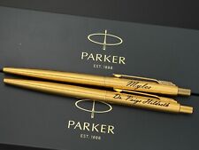 Personalized Custom Engraved Parker Classic Gold Ballpoint Pen Gift Blue Ink picture