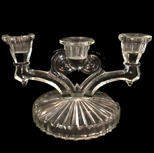 Jeanette Glass Cosmos Triple Candlestick Holder Clear 7 3/4