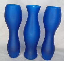 Set Of 3 Rare Vintage Ikea Modern Hourglass Blue Vases 9.5