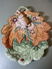 Fitz And Floyd Woodland Spring Bunny Sleeping On Leaf Shaped Candy  Dish Trinket picture