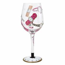 Lolita It's 5 O'clock Somewhere Love My Wine Hand Painted Glass Pink Watch Clock picture