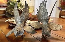 Pair of Mid 20th Century Silverplated Bronze Fighting Roosters Figurines picture