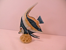 Vintage Tropical Wooden Moorish Butterfly Fish on Coral 5 1/2