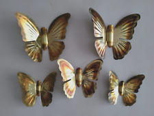 Lot Of 5 Vintage Gold Metal Butterfly Wall Decor Butterflies Home Interiors MCM picture