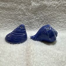 APPLE TREE Blue Seashell Ceramic Salt & Pepper Shakers Coastal 2.25x1.5