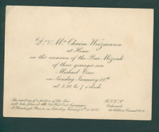 Vintage Invitation by zionist Chaim Weitzman for the Bar Mitzvah of his son 1929 picture
