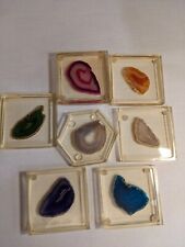 Vintage Agate Geode Petri Dish Style Coasters (Set of 7) picture