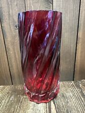 Teleflora RUBY RED Vase Crystal Fine Bohemian Czech Republic 9.5” MCM picture