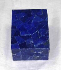 Rectangle Shape White Marble Jewelry Box Lapis Lazuli Stone Overlaid Trinket Box picture