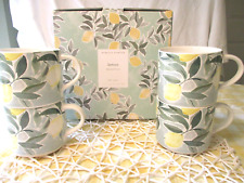Pottery Barn Rebecca Atwood Set of 4 Lemon Mugs - New in Box picture