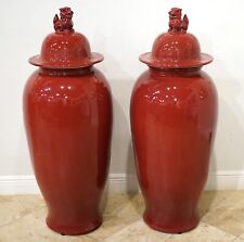 Pair of LARGE Chinese Palace Size Urns Oxblood / Sang de Boeuf Color 47