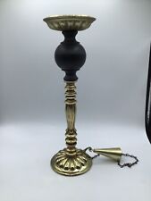 Vintage Dilly Manufactoring MCM Brass Pillar Candlestick w/ Attached Snuffer picture