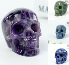 Realistic Skull Decor Carved Natural Jasper Quartz Reiki Healing Collection Gift picture