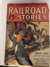 Railroad Stories Magazine 1932 June  Head on Sidetrck the old ones Stack of red picture