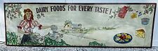 Vintage Masonite “Dairy Foods For Every Taste” Sign 1940’s Amazing Graphics picture