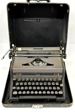 Vintage Royal Quiet DeLuxe Black Gray Portable Typewriter w/ Case HENRY DREYFUSS picture