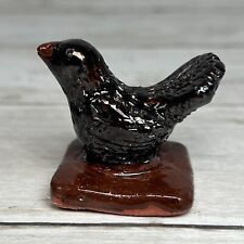 2005 Ceramic Glazed Bird Made By Anna Huntley 2005 Dark Brown Mini 1 1/2