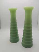 Vintage Jadeite Ribbed Bud Vase (Pair) picture