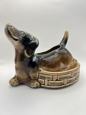 VTG Dachshund Dog Ceramic Pottery Trinket Dish Valet Dog Planter Coins 1950s picture