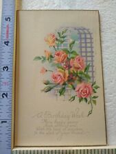 Postcard A Birthday Wish Beautiful Roses Flower Art Print picture
