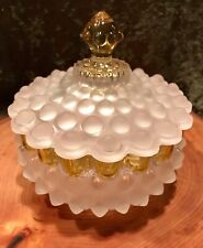 Rare 1880’s Antique Hobbs Frances Ware Frosted Dew Drop Hobnail Sugar Dish picture